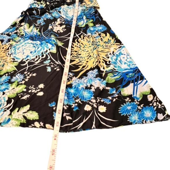 Tropical Tie Halter Mini Dress Blues Whites Backless Med / Lar NWT Stretch Beach - Picture 11 of 14